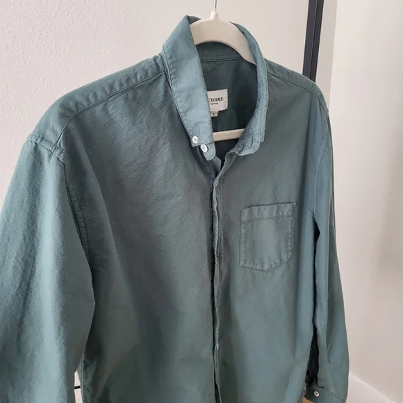 Men's Octobre Editions Charlie Button-Down Shirt Green Clay - Picture 4 of 8